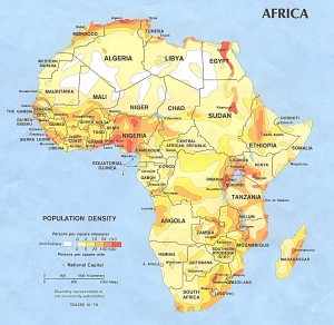 Afrika bevolking,kaart,map,Africa Population,CIA,Egypte,Zuid Afrika,Marokko,Tunesie,Nigeria,Somalie,Kenia,Tanzania,safari,hotels,weer